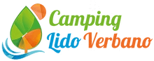 Logo colorato con foglia e onde, evoca natura e avventura al Camping Lido Verbano.